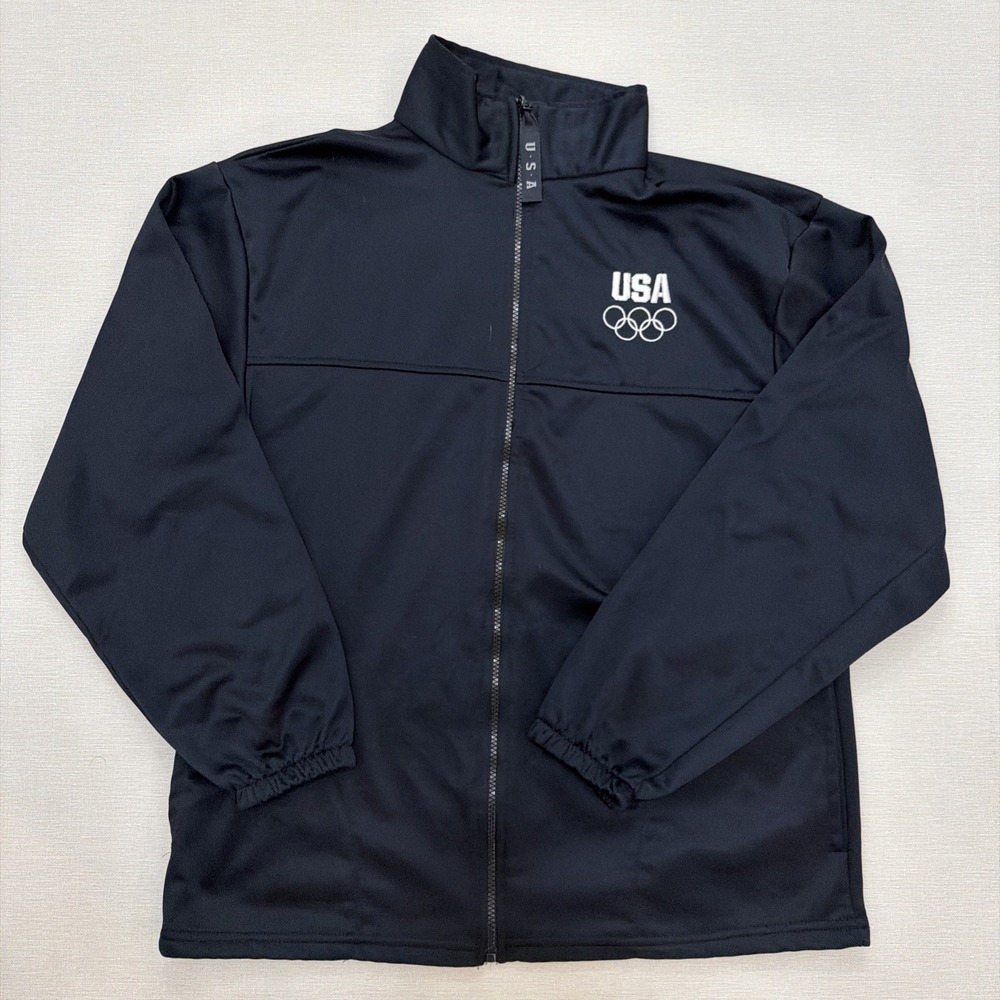 USA Olympics Jacket Mens Large Black Team USA Full Zip Olympic Committee